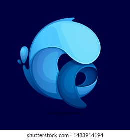 Q letter logo ecology stylized with water waves and dew drops. Font style, vector design template elements for your eco friendly or organic label. 