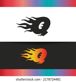 Logo de la carta Q, diseño del logo de las llamas del fuego.