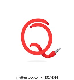Q letter logo formed by jack cable. Vector design template elements for your music application or corporate identity.