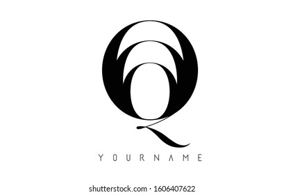 Q Letter Logo with Graphic Elegant Black Lines Design. Minimalist art shape logo.