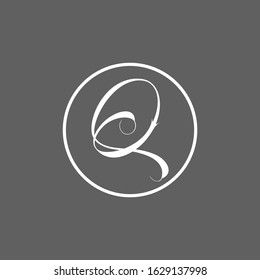 Q letter logo with gray background.White letter and frame.Q letter icon.