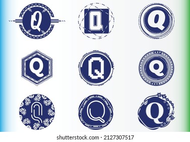 Q letter logo and icon design template bundle