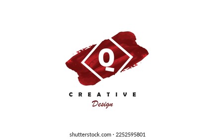 Q letter logo icon design. Red water color premium trendy modern symbol vector logo design on white background