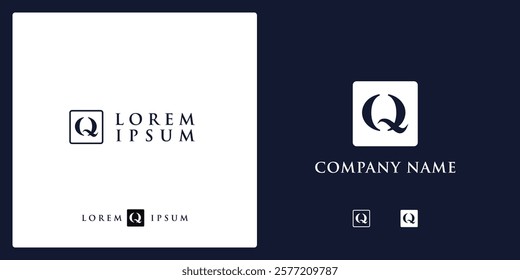 Q Letter Logo and icon with frame, vector image editable