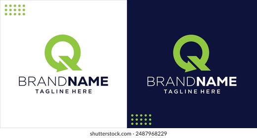 Q Letter Logo Logística Entrega, Tema Tecnólogo, Inspiración de diseño, Ilustración, Vector