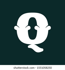 Q letter logo made of bones. Vector flat style font for horror labels, posters etc.