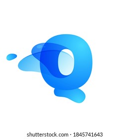 Q letter logo made of clear water and dew drops. You can use it in your eco friendly identity, organic emblem, blue watercolor design and others. 