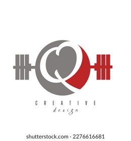 Q letter logo with Modern and creative gym logo. Gym letter logo with red color gradient