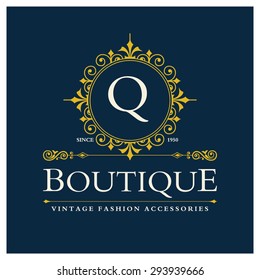q Letter logo, Monogram design elements, line art logo design. Beautiful Boutique Logo Designs, Business sign, Restaurant, Royalty, Cafe, Hotel, Heraldic, Jewelry, Fashion, Wine. Vector illustration