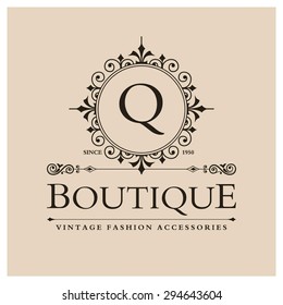 Q Letter logo, Monogram design elements, line art logo design. Beautiful Boutique Logo Designs, Business sign, Restaurant, Royalty, Cafe, Hotel, Heraldic, Jewelry, Fashion, Wine. Vector illustration