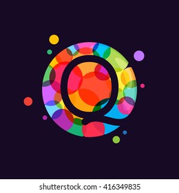 Q letter logo with mosaic pattern. Abstract multicolored vector design template elements for your application or corporate identity.