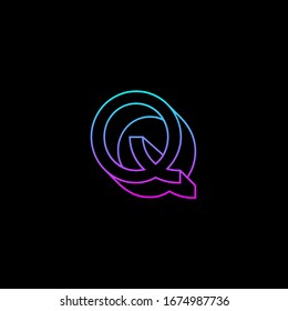 Q letter logo with outline dimension