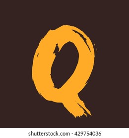 Q letter logo painted with a brush. 