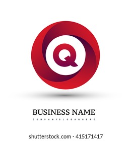 Q letter logo in the red circle. Vector design template elements for your application or company identity.