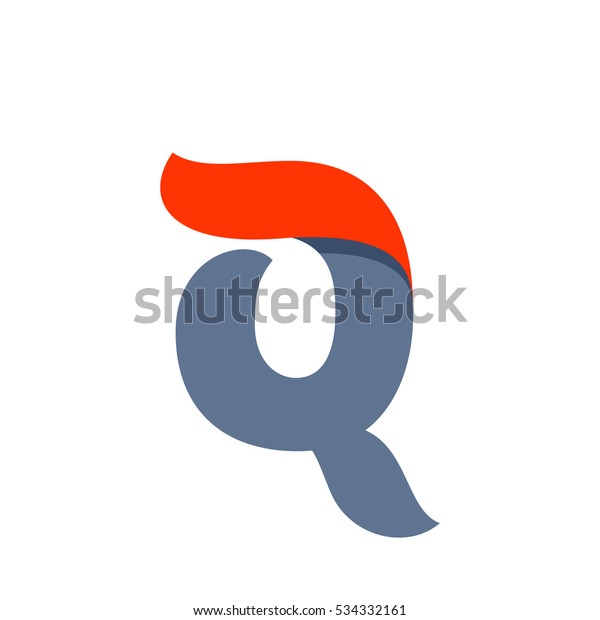Q letter logo with a red flag line. Fast speed\
vector script type.