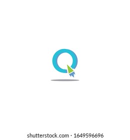 Elementos de plantilla de diseño de icono del logotipo Q con cohete. diseño plano. tema de la tecnología
