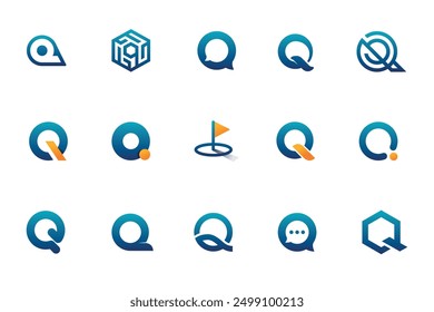 Q letter logo set. Q letter symbol