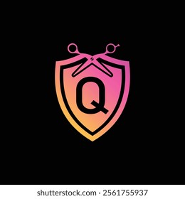 Q letter Logo with Shield, Q shield logo design template