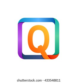 Q letter logo in square. 
