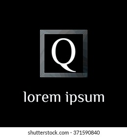 Q letter logo in square border - vector (sign, symbol, icon, border)