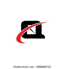 Q letter logo with swoosh vector Free monogram q