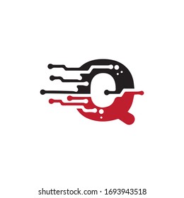 Ilustración de icono de vector de plantilla de logotipo de carta Q