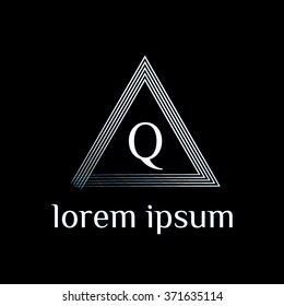 Q letter logo with triangle border - vector (sign, symbol, icon, border)