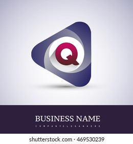 Q letter logo in the triangle shape, font icon, Vector design template elements for your application or company identity.