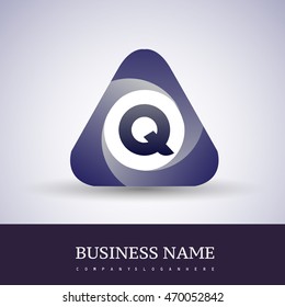 Q letter logo in the triangle shape, font icon, Vector design template elements for your application or company identity.