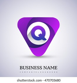 Q letter logo in the triangle shape, font icon, Vector design template elements for your application or company identity.