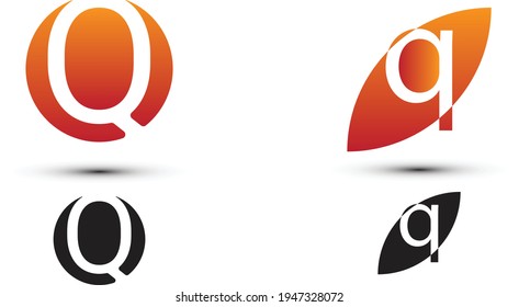 Q letter logo with two styles and gradient colors