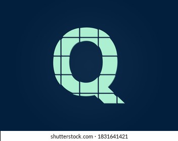 Q letter logo, vector desing font.  Made of knife cut. For logo, brand label, design elements, corporate identity, application & more. IsolatedEps10 illustration