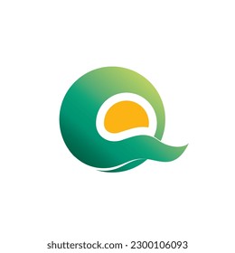 Q letter logo vector template brand nature sun typography marketing