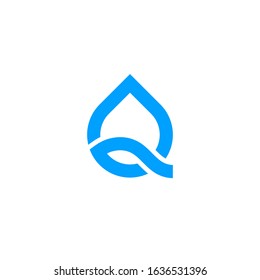 Q letter logo with water icon - aqua concept.