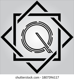 Q letter logo with white background.The black letter icon.This is company logo.
