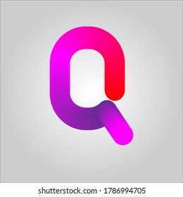 Q letter logo with white gradient background.Nice colorful letter icon.