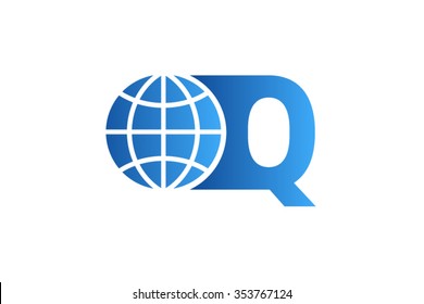 Q letter Logo, world globe logo design.