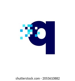 q letra marca de píxel en minúsculas imagen de logotipo digital de 8 bits vectorial