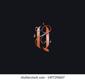 Q letter Luxury Logo template flourishes calligraphic elegant element