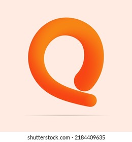 Q letter made of shinny orange color design. Vector isolated font for bright logo, poster, headline, etc.