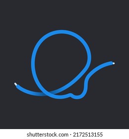 Q letter made shoelace. Vector isolated font for app logo, sport design, creative template and more