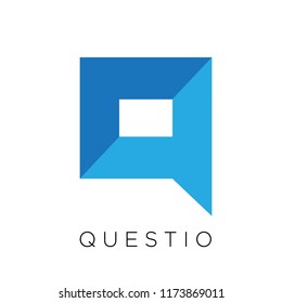 Q Letter Modern Flat Shadow Square Speech Bubbles Logo 