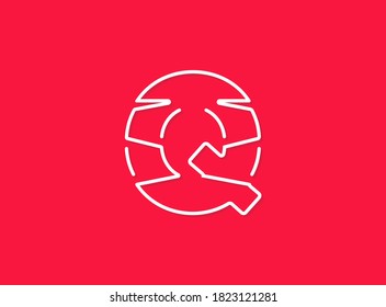 Q letter, modern trendy desing. Continuous line, unique font. Vector eps10 illustration