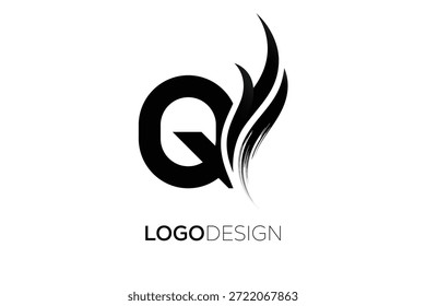 Logotipo de monograma de letra Q con pincelada artística para la identidad de marca moderna
