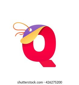 Q letter with paper folded corner and sale tag. Vector paper style typeface for best price tag. Sale sticker icon for card, special offer tag, corporate identity, label or poster.