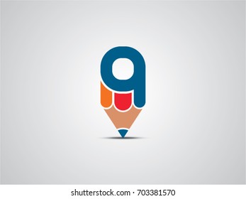 Q letter pencil vector icon