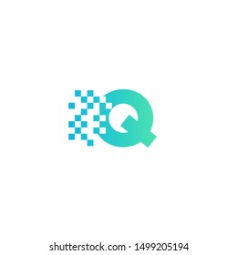 Q Letter pixel logo design modern template