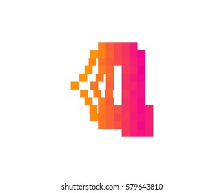 Q Letter Pixel Logo Design Element