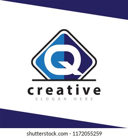 Q Letter with plaque square logo icon vector template