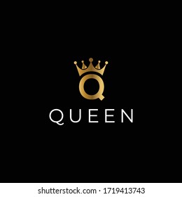 diseño de logotipo de reina de letras q - plantilla de logotipo de reina de lujo